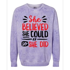 She Believed She Could So She Did Doodle Gift Colorblast Crewneck Sweatshirt