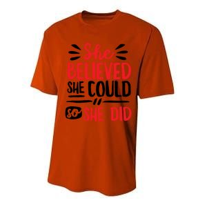 She Believed She Could So She Did Doodle Gift Performance Sprint T-Shirt