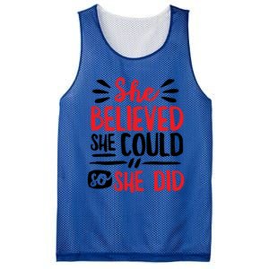 She Believed She Could So She Did Doodle Gift Mesh Reversible Basketball Jersey Tank