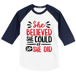 She Believed She Could So She Did Doodle Gift Baseball Sleeve Shirt