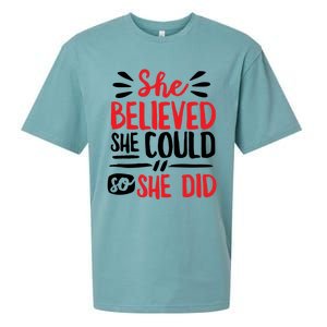 She Believed She Could So She Did Doodle Gift Sueded Cloud Jersey T-Shirt