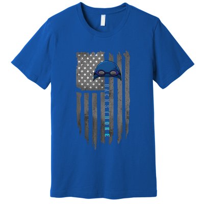 Swimming Backstroke Swimmer Funny Goggles Cap Lover Gift Premium T-Shirt