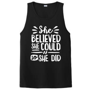 She Believed She Could So She Did Doodle White Text Great Gift PosiCharge Competitor Tank