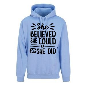 She Believed She Could So She Did Doodle White Text Great Gift Unisex Surf Hoodie