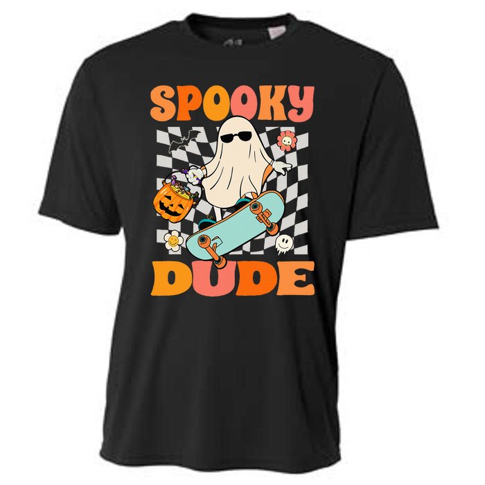 Skateboard Boo Spooky Jack O Lantern Halloween Costumes Cooling Performance Crew T-Shirt