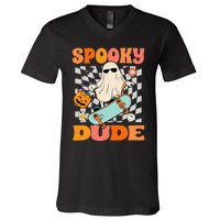 Skateboard Boo Spooky Jack O Lantern Halloween Costumes V-Neck T-Shirt