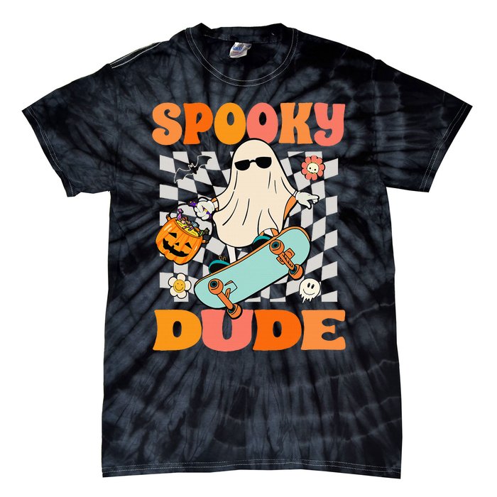 Skateboard Boo Spooky Jack O Lantern Halloween Costumes Tie-Dye T-Shirt