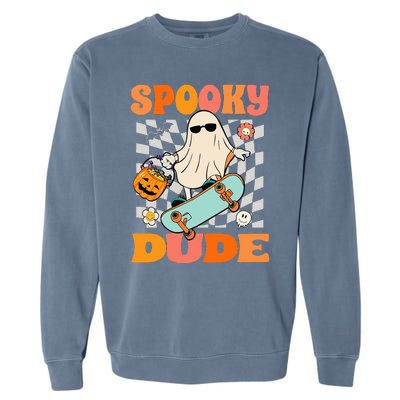 Skateboard Boo Spooky Jack O Lantern Halloween Costumes Garment-Dyed Sweatshirt