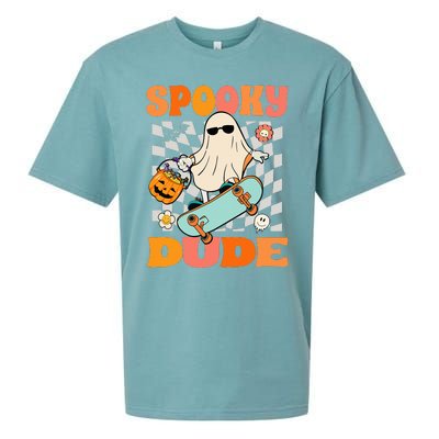 Skateboard Boo Spooky Jack O Lantern Halloween Costumes Sueded Cloud Jersey T-Shirt