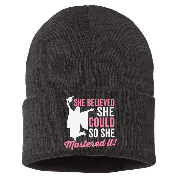 She Believed She Could So She Mastered It Graduation Sustainable Knit Beanie