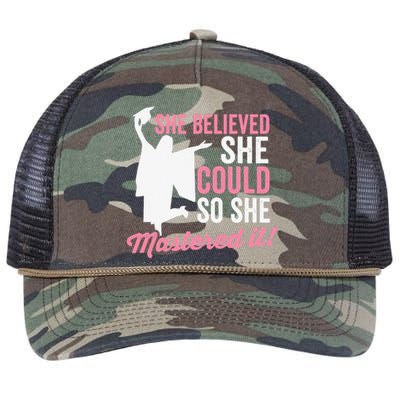 She Believed She Could So She Mastered It Graduation Retro Rope Trucker Hat Cap