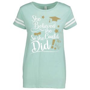 She Believed She Could So She Did Graduation Ladies Gift Enza Ladies Jersey Football T-Shirt