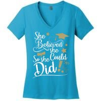 She Believed She Could So She Did Graduation Ladies Gift Women's V-Neck T-Shirt