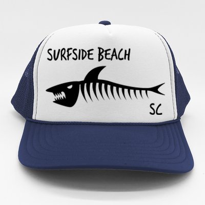 Surfside Beach Sc South Carolina Shark Skeleton White Trucker Hat