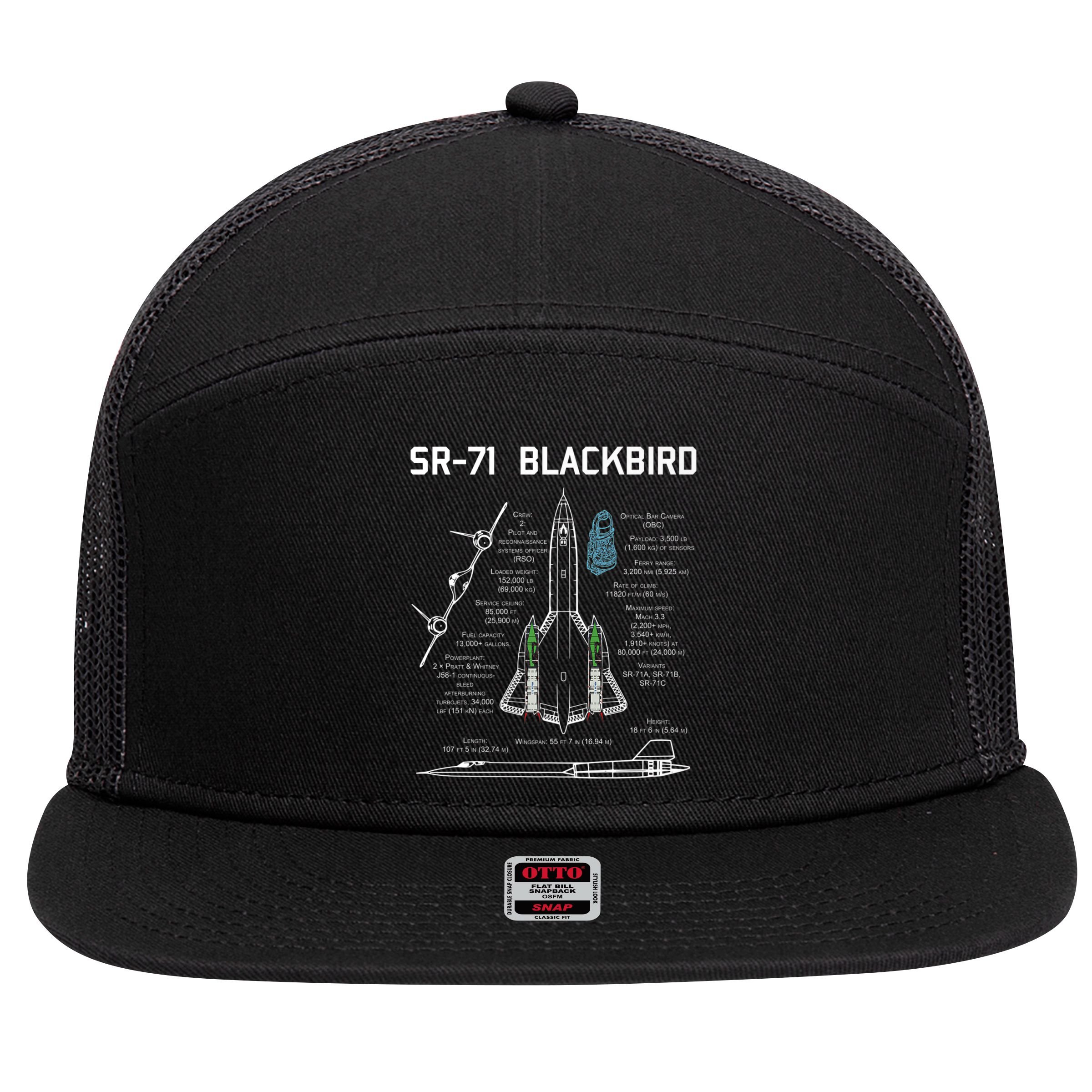 SR71 Blackbird SpecsSR71 Blackbird Premium 7 Panel Mesh Trucker Snapback Hat