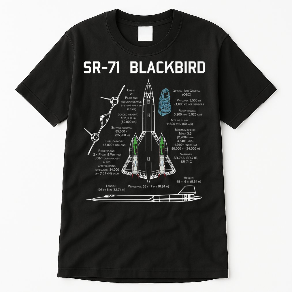 SR71 Blackbird SpecsSR71 Blackbird Premium Tall T-Shirt