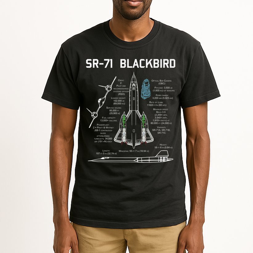 SR71 Blackbird SpecsSR71 Blackbird Premium Tall T-Shirt