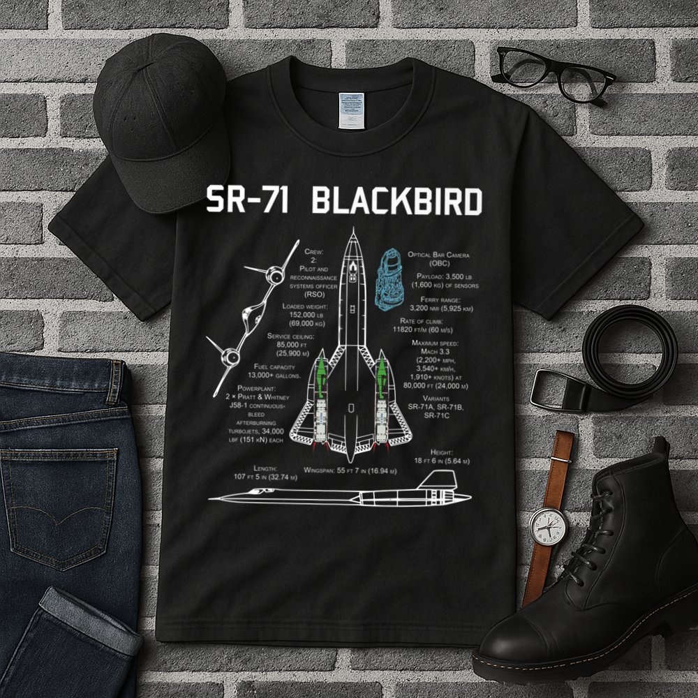 SR71 Blackbird SpecsSR71 Blackbird Premium Tall T-Shirt