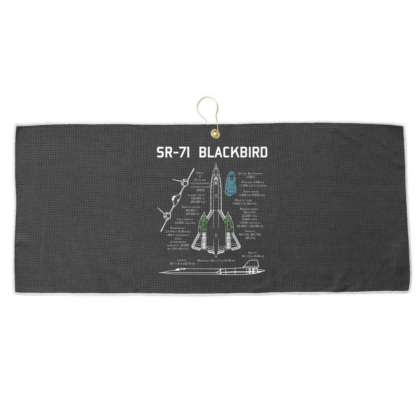 SR71 Blackbird SpecsSR71 Blackbird Premium Large Microfiber Waffle Golf Towel