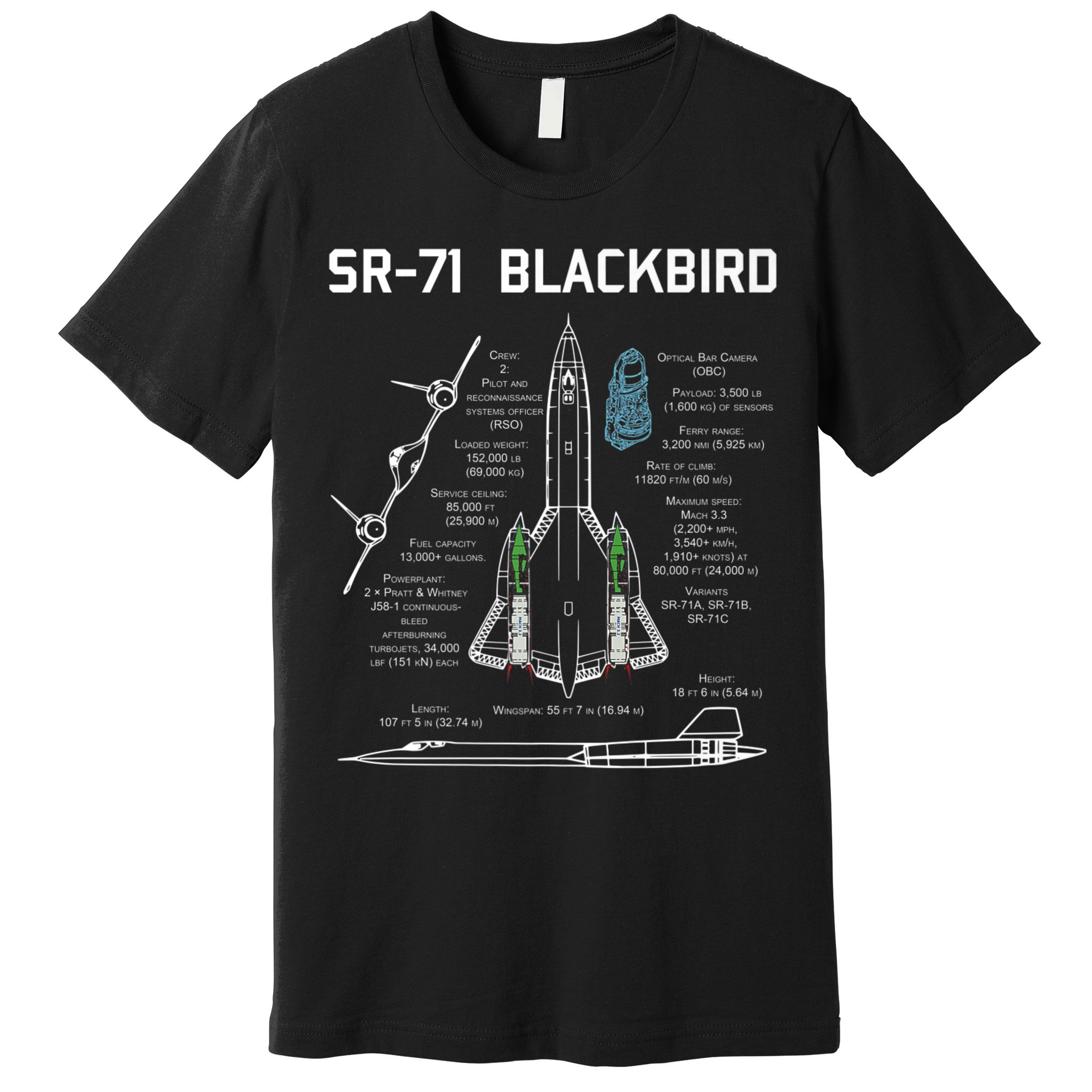 SR71 Blackbird SpecsSR71 Blackbird Premium Premium T-Shirt