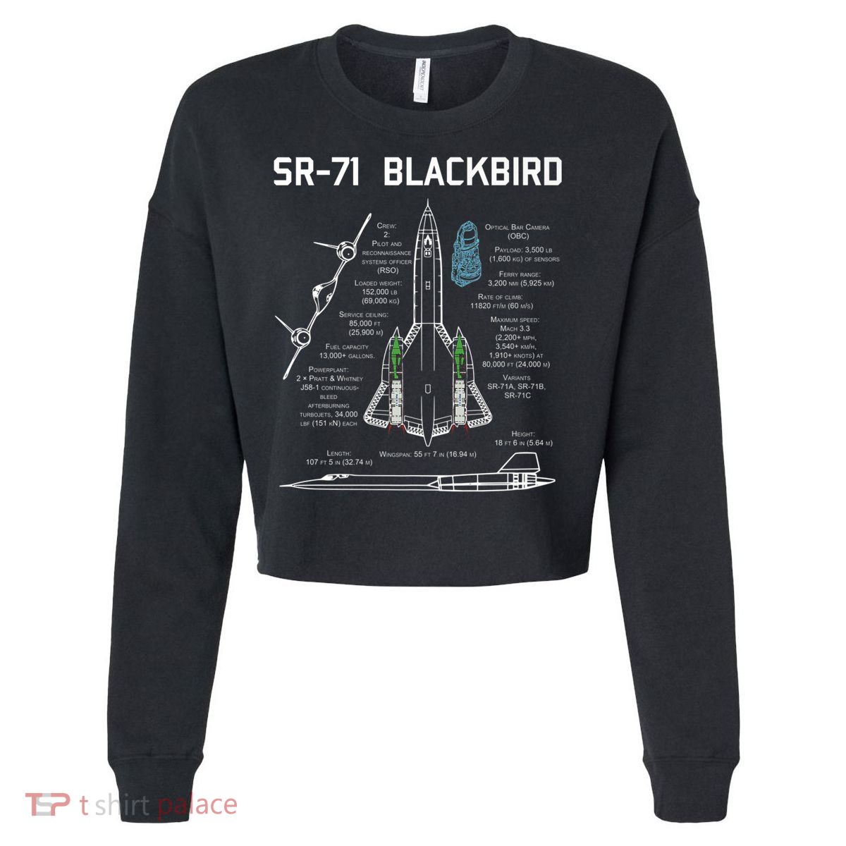 SR71 Blackbird SpecsSR71 Blackbird Premium Cropped Pullover Crew