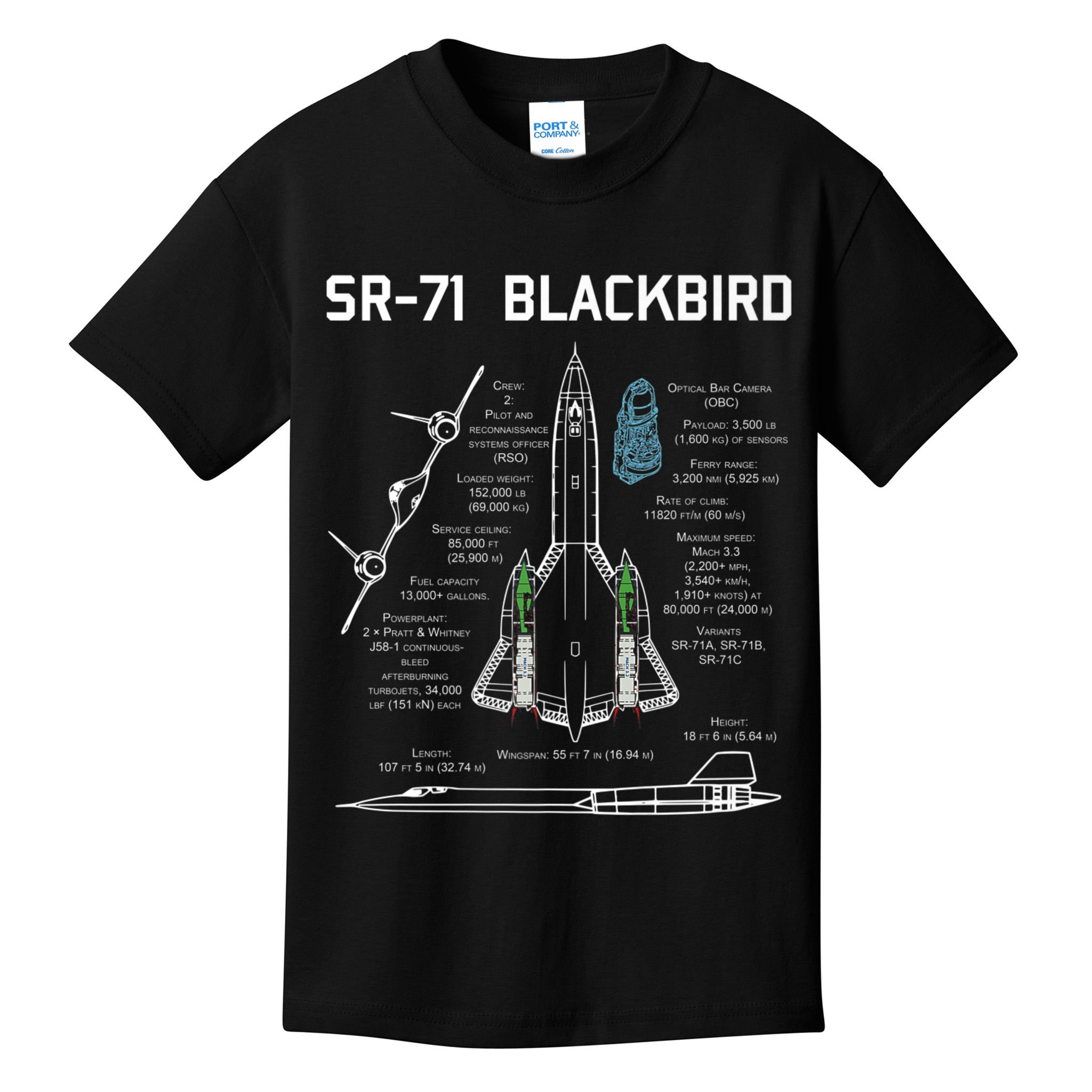 SR71 Blackbird SpecsSR71 Blackbird Premium Kids T-Shirt
