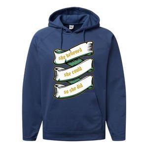 She Believed She Could So She Did Motivational Inspirational Gift Performance Fleece Hoodie