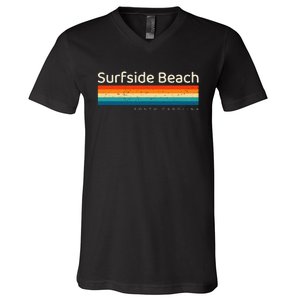 Surfside Beach Sc South Carolina Retro Design V-Neck T-Shirt