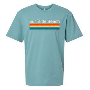 Surfside Beach Sc South Carolina Retro Design Sueded Cloud Jersey T-Shirt