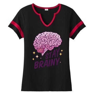 Stay Brainy Ladies Halftime Notch Neck Tee