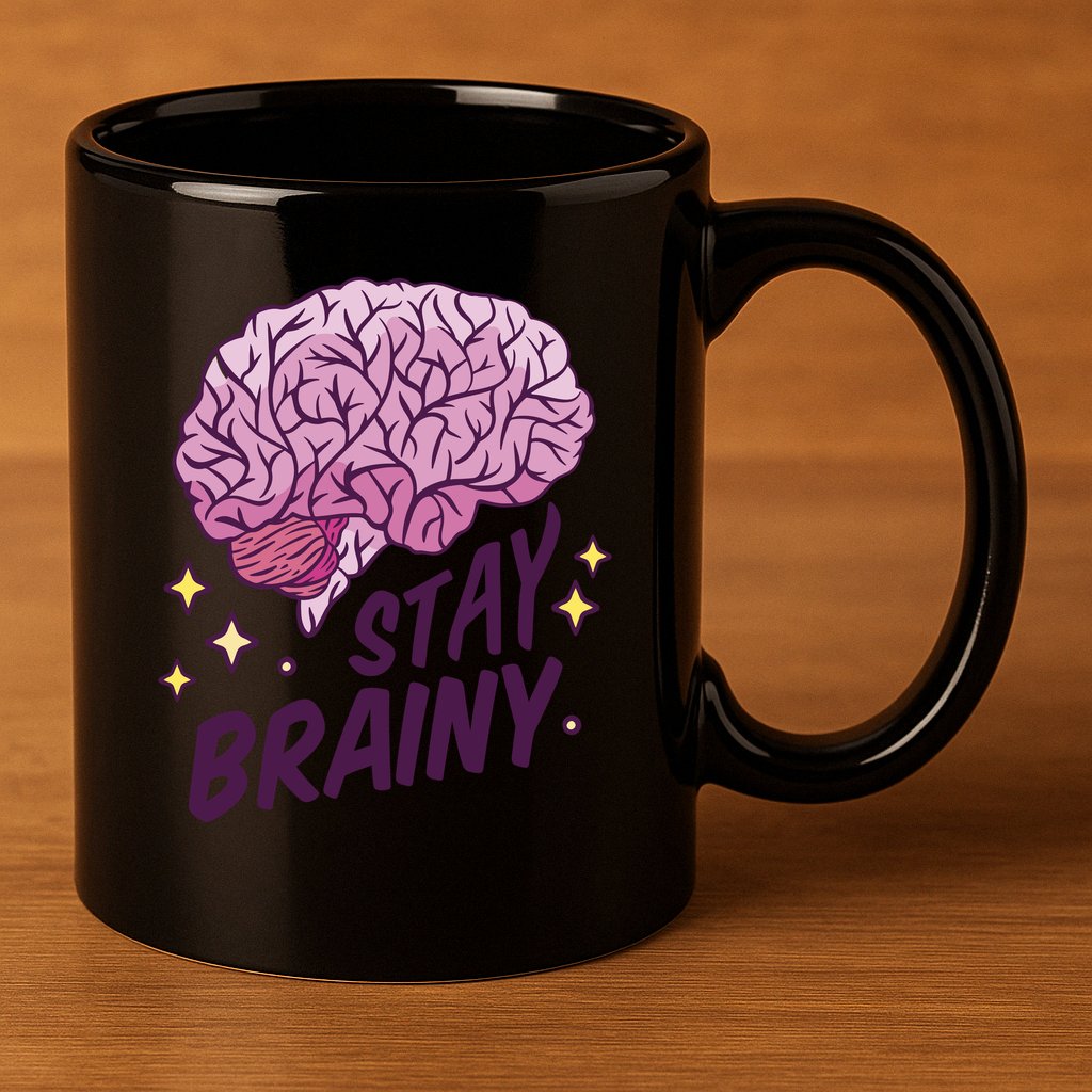 Stay Brainy 11oz C Handle Ceramic Mug
