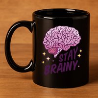 Stay Brainy 11oz C Handle Ceramic Mug