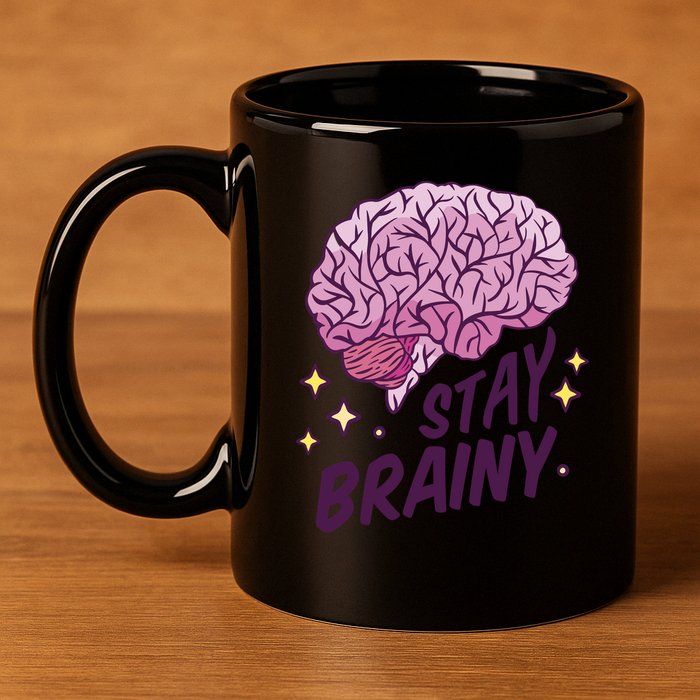 Stay Brainy 11oz C Handle Ceramic Mug