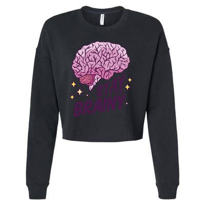 Stay Brainy Cropped Pullover Crew