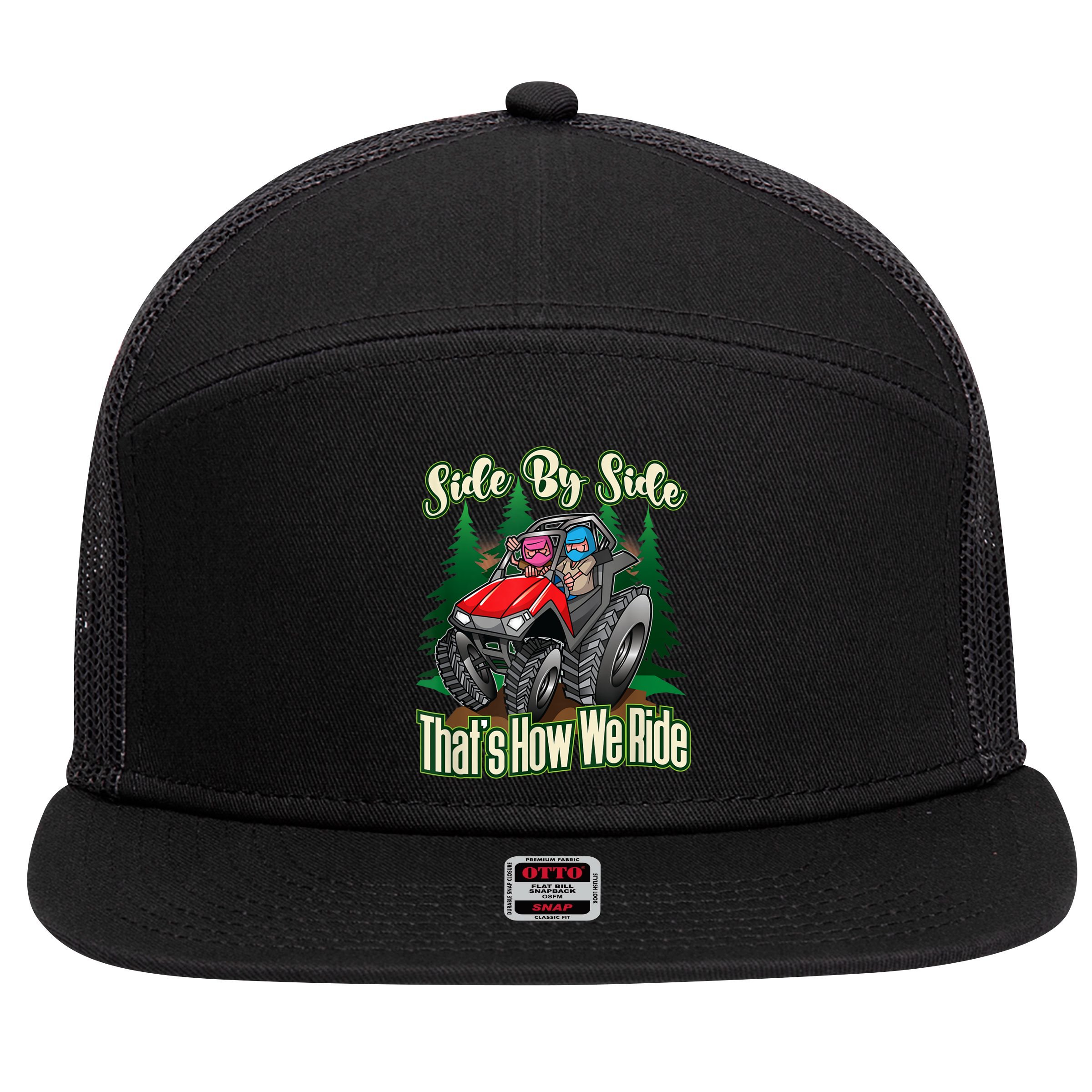 Side By Side ATV Four Wheeler Off Road Riding 7 Panel Mesh Trucker Snapback Hat
