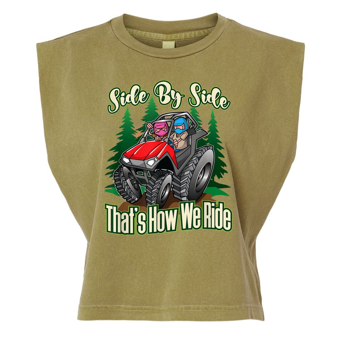 Side By Side ATV Four Wheeler Off Road Riding Garment-Dyed Women's Muscle Tee