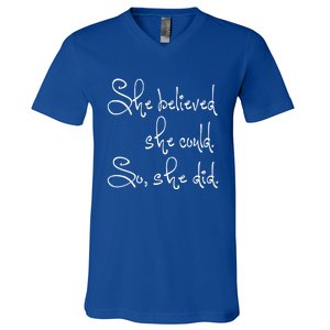 She Believed She Could So She Did Whimsical Power Cool Gift V-Neck T-Shirt