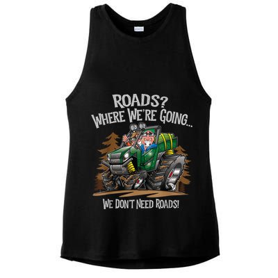 Side By Side ATV Four Wheeler Off Road We Don't Need Roads Ladies PosiCharge Tri-Blend Wicking Tank