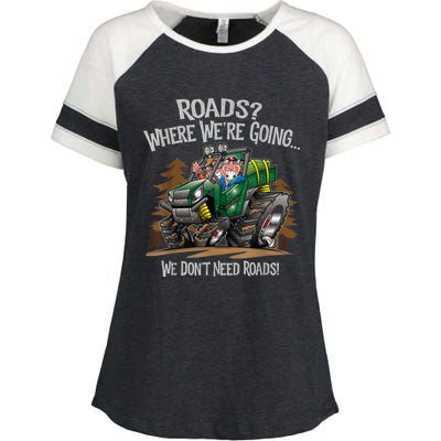 Side By Side ATV Four Wheeler Off Road We Don't Need Roads Enza Ladies Jersey Colorblock Tee