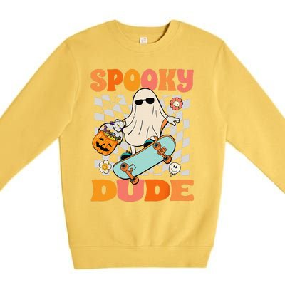 Skateboard Boo Spooky Jack O Lantern Halloween Costumes Premium Crewneck Sweatshirt