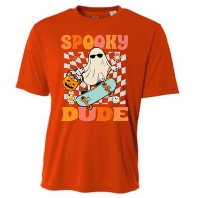 Skateboard Boo Spooky Jack O Lantern Halloween Costumes Cooling Performance Crew T-Shirt