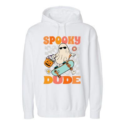 Skateboard Boo Spooky Jack O Lantern Halloween Costumes Garment-Dyed Fleece Hoodie