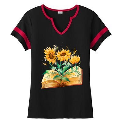 Sunflower Book Ladies Halftime Notch Neck Tee