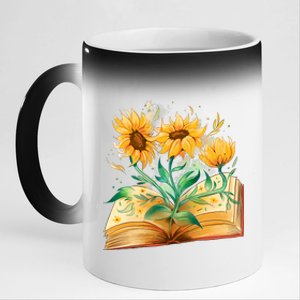 Sunflower Book 11oz Black Color Changing Mug