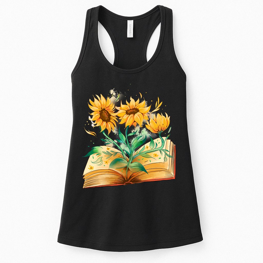 Sunflower Book Womens Tank Top