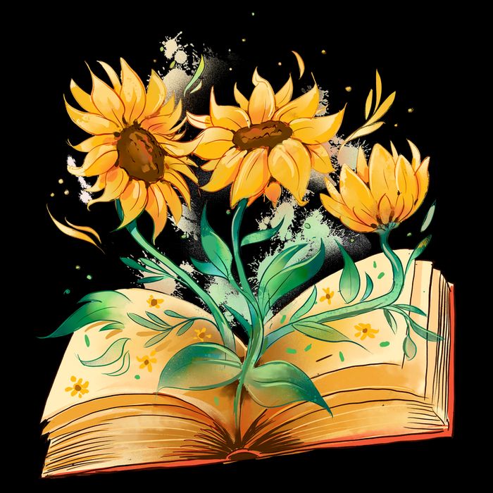 Sunflower Book Zip Tote Bag