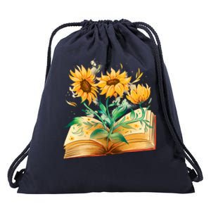 Sunflower Book Drawstring Bag