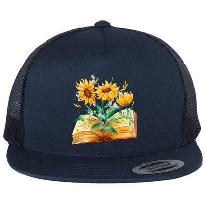 Sunflower Book Flat Bill Trucker Hat