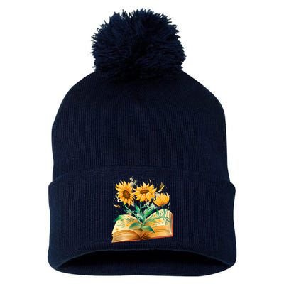 Sunflower Book Pom Pom 12in Knit Beanie