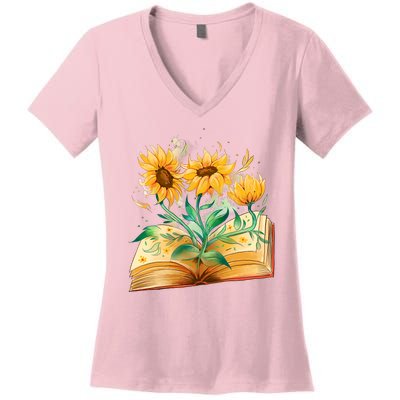 Sunflower Book Women's V-Neck T-Shirt